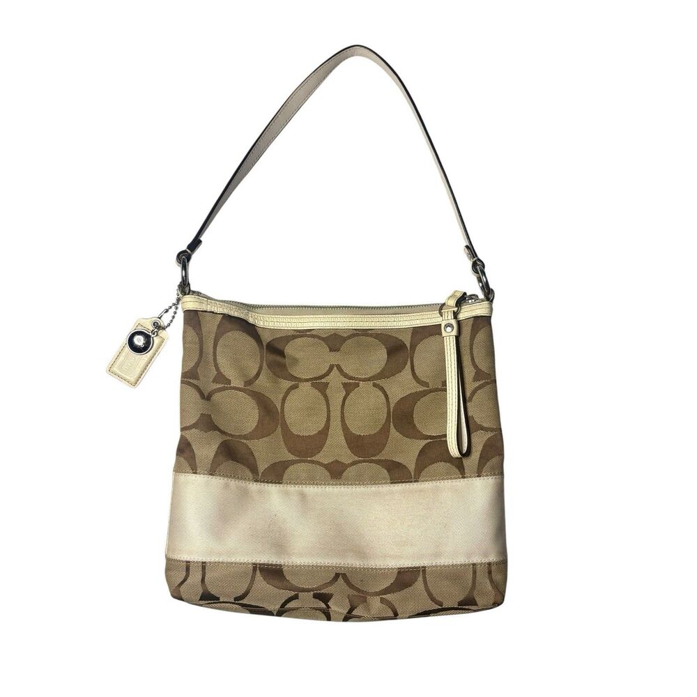Authentic Coach Signature Canvas and Leather Y2K Bag Khaki/ Chalk A1073-F13674